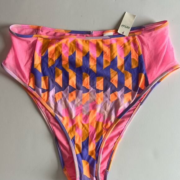 Aerie High Cut Cheeky Bright Pattern Swim Bottoms - Picture 3 of 4